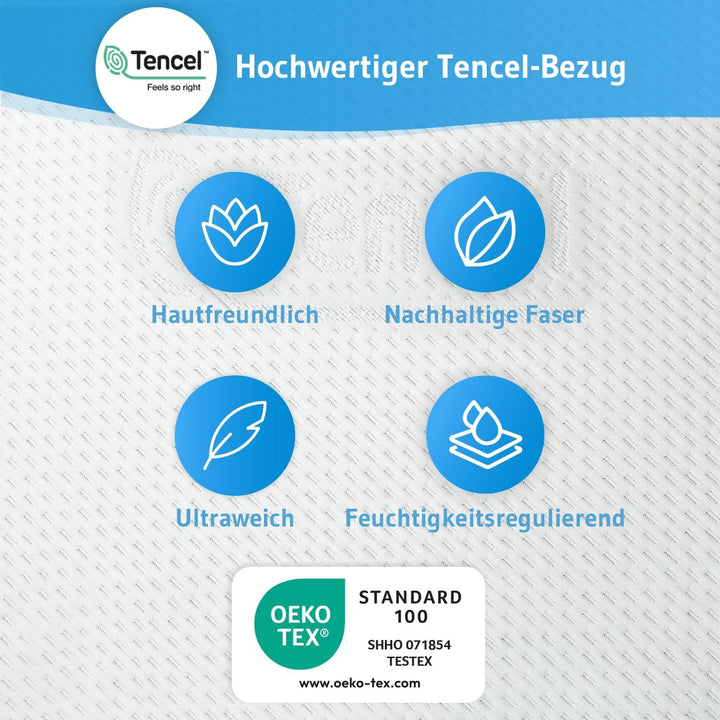Topper 90x200cm EcoON, Testsieger 2022, Ergonomische Memory Schaum Auflage, Atmungsaktiv &amp; Feuchtigk