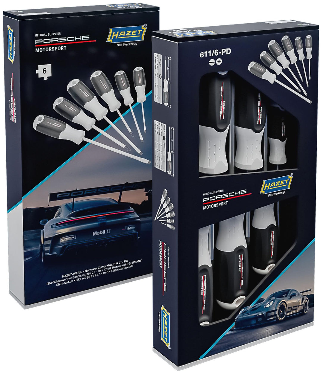 HAZET Schraubendreher Satz 811/6-PD, 6-teilig, Porsche Motorsport Edition, PH Kreuzschlitz und Schli