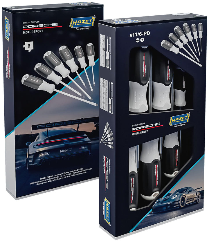 HAZET Schraubendreher Satz 811/6-PD, 6-teilig, Porsche Motorsport Edition, PH Kreuzschlitz und Schli