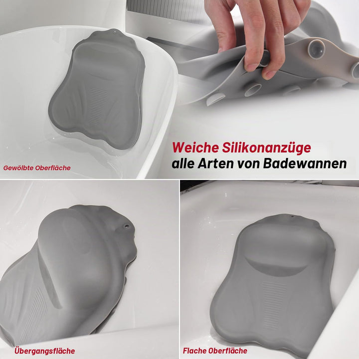 Silikon Badewannenkissen, Mit druckbarem Luftkissen, 32 kraftvolle Saugnäpfe,Weiches und Komfortable
