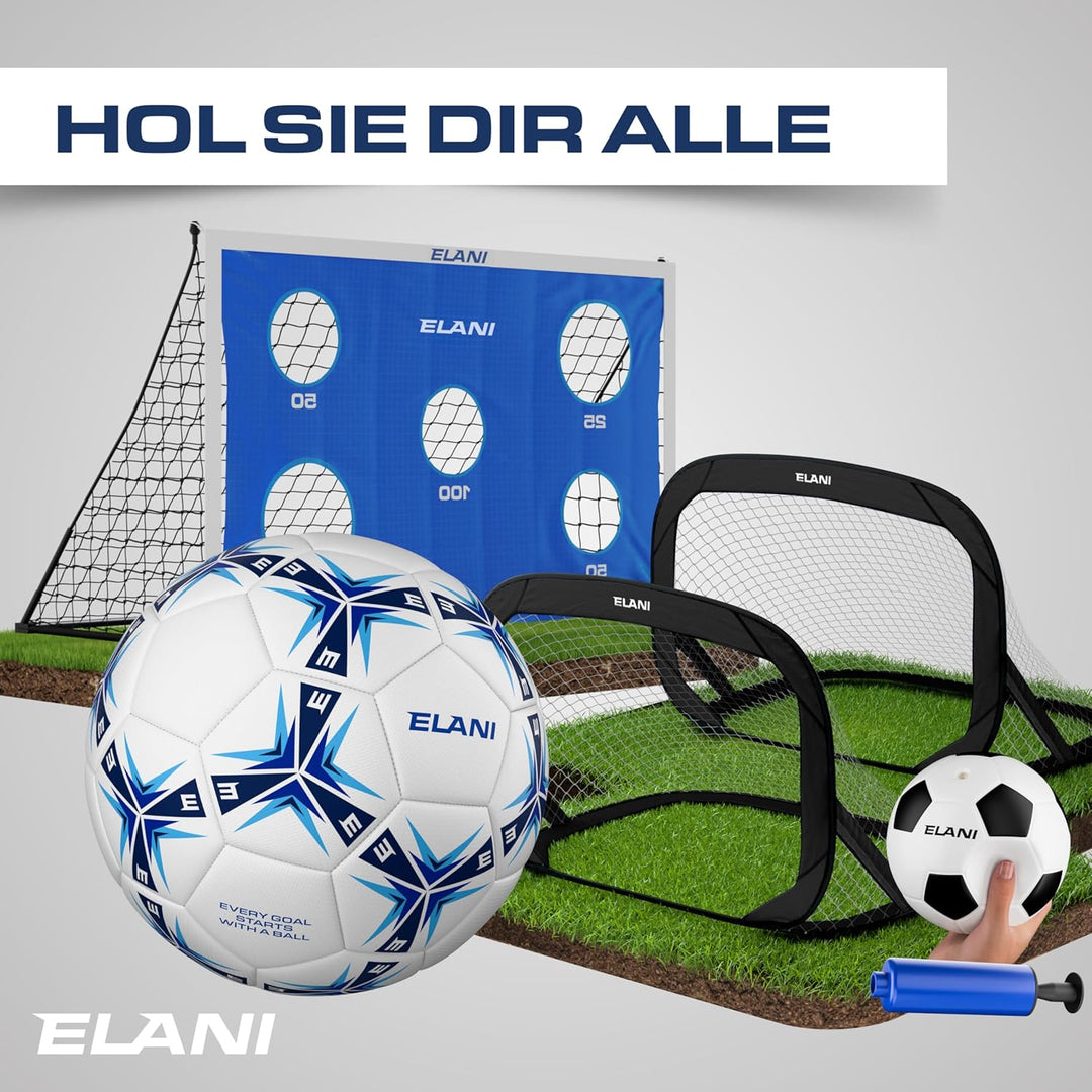 ELANI - Rebounder für Fussball 1x1m mit Schutzrand &amp; 6 Heringen für sicheren Stand - Fussball Reboun