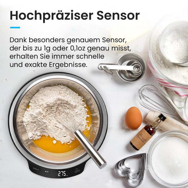 Pro Breeze Küchenwaage digital bis 5 Kg - Professionelle Digitalwaage für präzise Messgenauigkeit bi