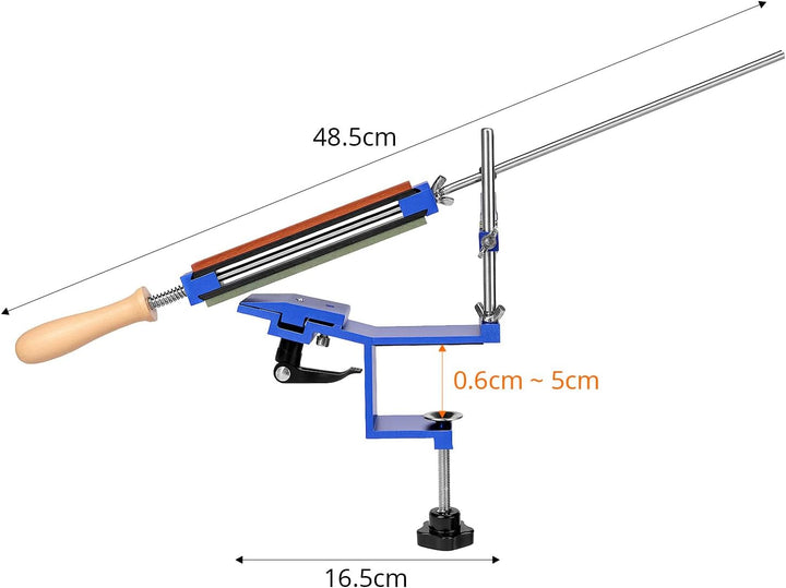 QWORK® Festwinkel Messerschärfer Kit - Schnellspann Messerschärfsystem mit 6 Messerschärfstein (120#