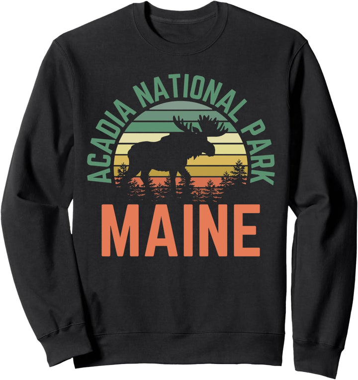Acadia National Park Maine Bar Harbor Elch Retro Sunset Sweatshirt