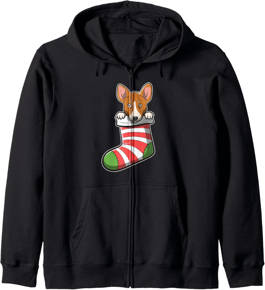 Weihnachts-Basenji-Hundebild Kapuzenjacke