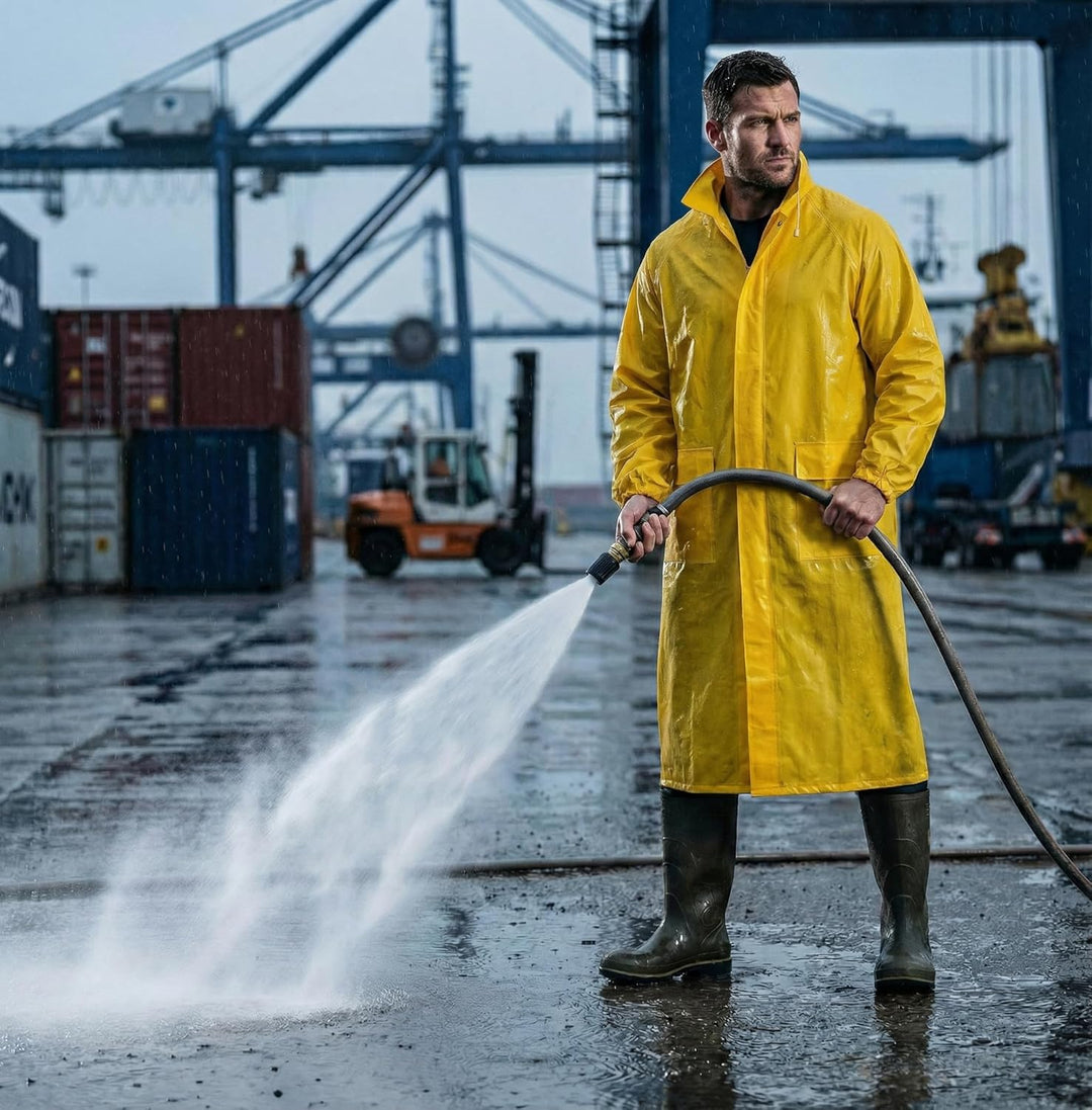BWOLF POSEIDON Regenmantel Herren Regenmantel Wasserdichte Lange Regenjacke Outdoor Wiederverwendbar