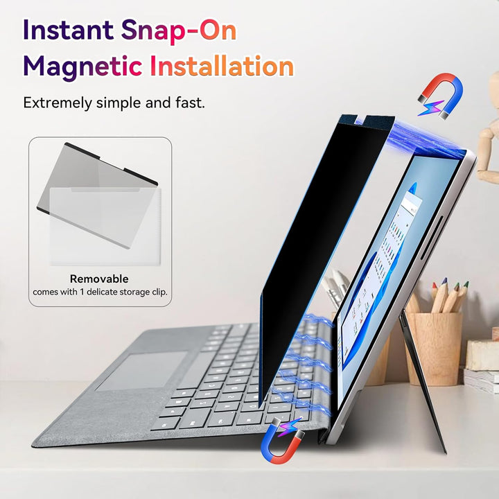 Magnetischer Blickschutzfilter für 13 Zoll Microsoft Surface Pro 11/10/9/8/X, Abnehmbar Anti Glare B