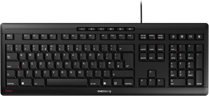 CHERRY Stream Keyboard Tastatur, schwarz, UK-Layout JK-8500GB-2 Britisches Layout - QWERTY schwarz,