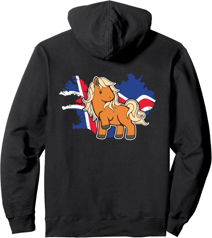 Islandpferd Isländer Island Pony Pferd Reiten Fahne Flagge Pullover Hoodie