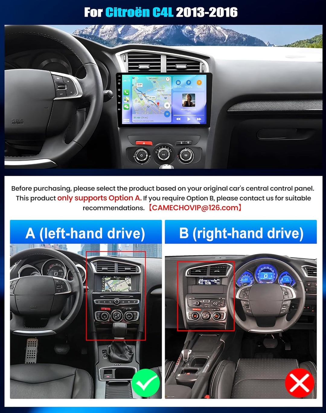 CAMECHO 2+64G Android 15 Autoradio für Citroën C4L 2013-2016 mit Carplay Android Auto Navi, Doppel D