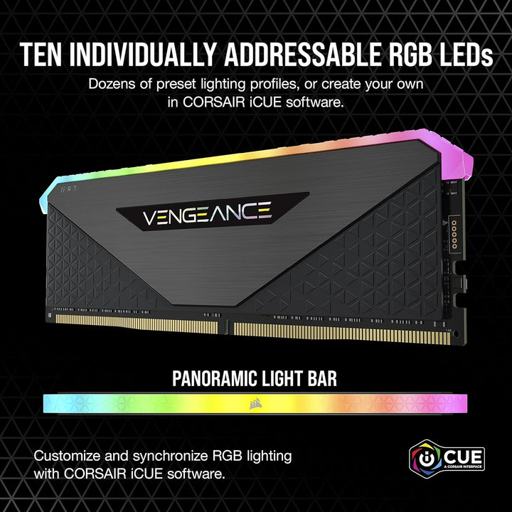 Corsair Vengeance RGB RT 64 GB (2 x 32 GB) DDR4 3.600MHz C18 Arbeitsspeicher (Dynamische RGB-Beleuch