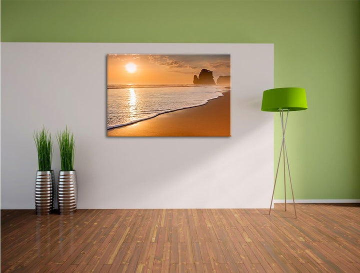 Sonnenuntergang Ozean, Format: 100x70 auf Leinwand, XXL riesige Bilder fertig gerahmt mit Keilrahmen