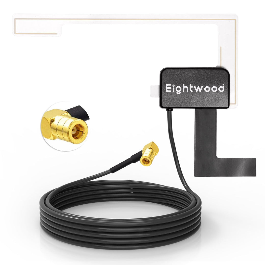 Eightwood Aktive DAB, DAB+ Autoantenne SMB Adapter, Digitales Autoradio Antenne Glashalterung mit 3