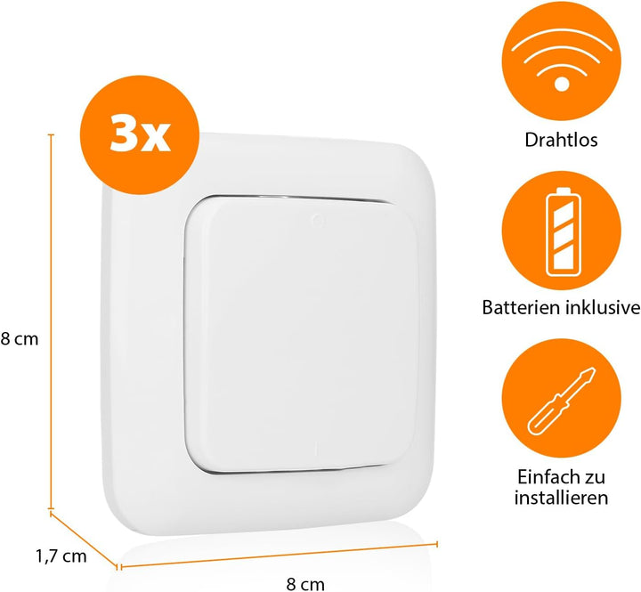 Smartwares SH4-99567 Schlafzimmer-Lichtschalterset – Plug & Connect – 1 Einbauschalter – 3 Wandschal
