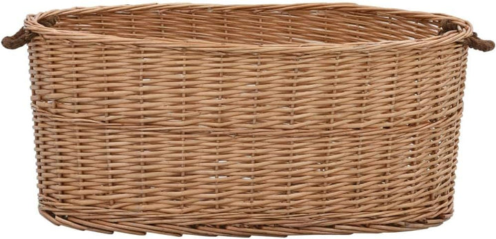 Premium Kaminholzkorb gross XXL Weide oval geflochten | Feuerholzkorb 80 cm mit praktischen Griffen