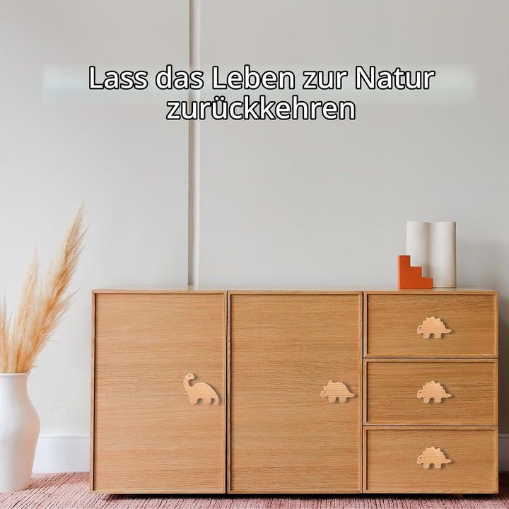 Auped 12 Stück Dinosaurier holzgriffe kinderzimmer - Natürliche Schrankgriffe mit Boho-Design für Kü
