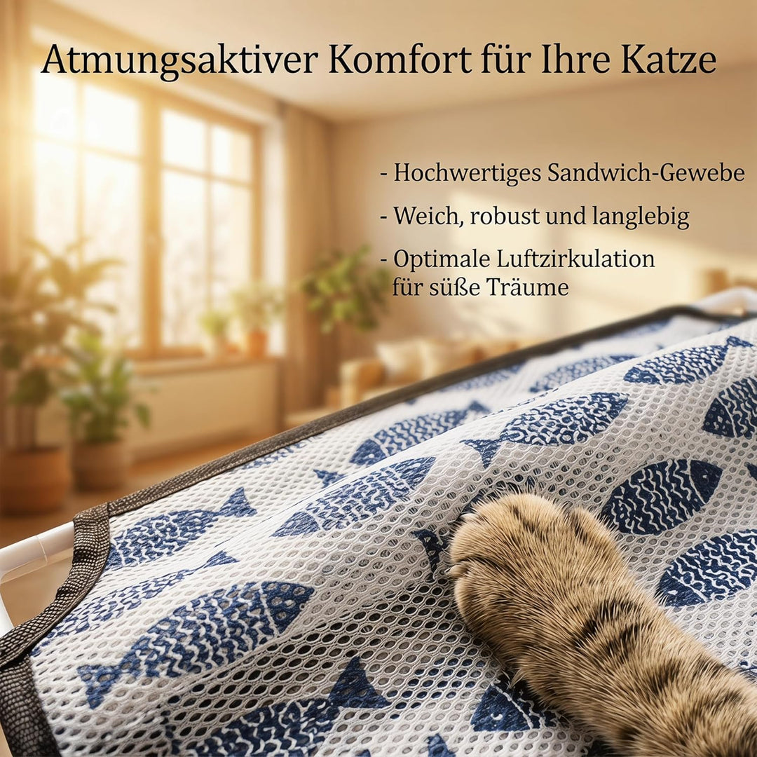 Katzen Fensterliege für Katzen,Katzenbett Fensterbank Doppelte Hängematte Fenster mit 6 stabilen Sau