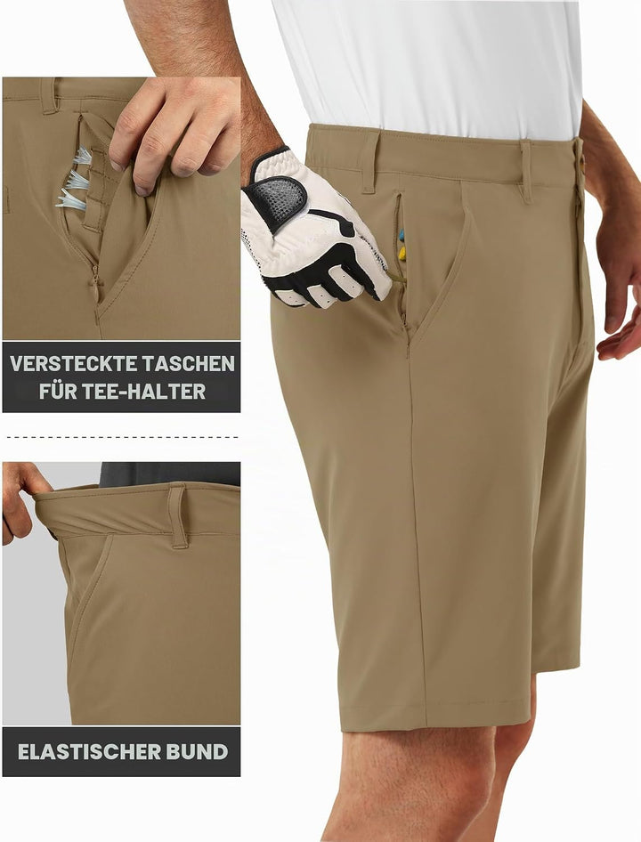 33,000ft Herren Golf Shorts Stretch Kurze Golfhosen Leichte Schnelltrocknende 11" Bermuda Shorts Kur