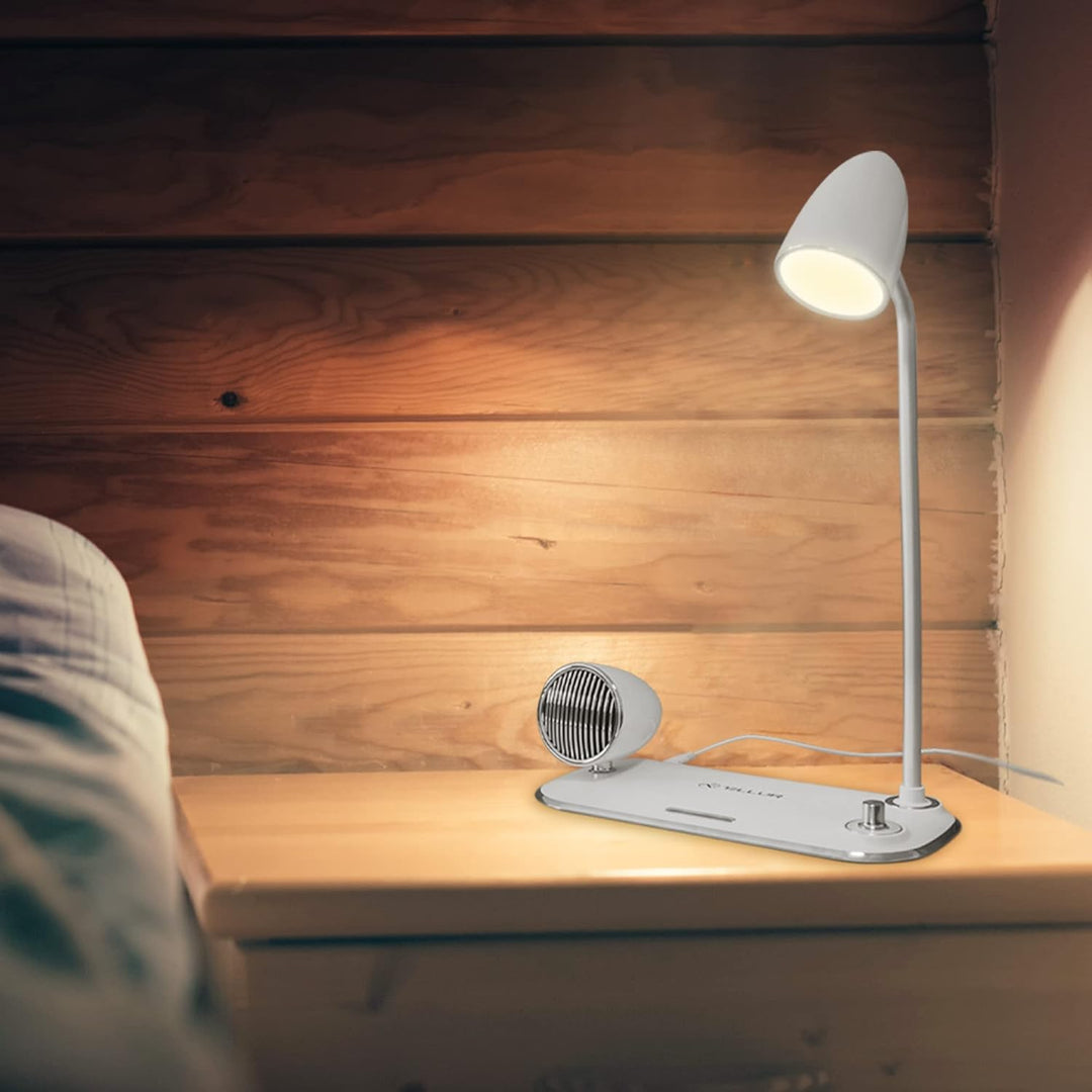 TELLUR Nostalgia Kabelloses Ladegerät, 15 W Leistung, Bluetooth-Lautsprecher 5 W, Schreibtischlampe
