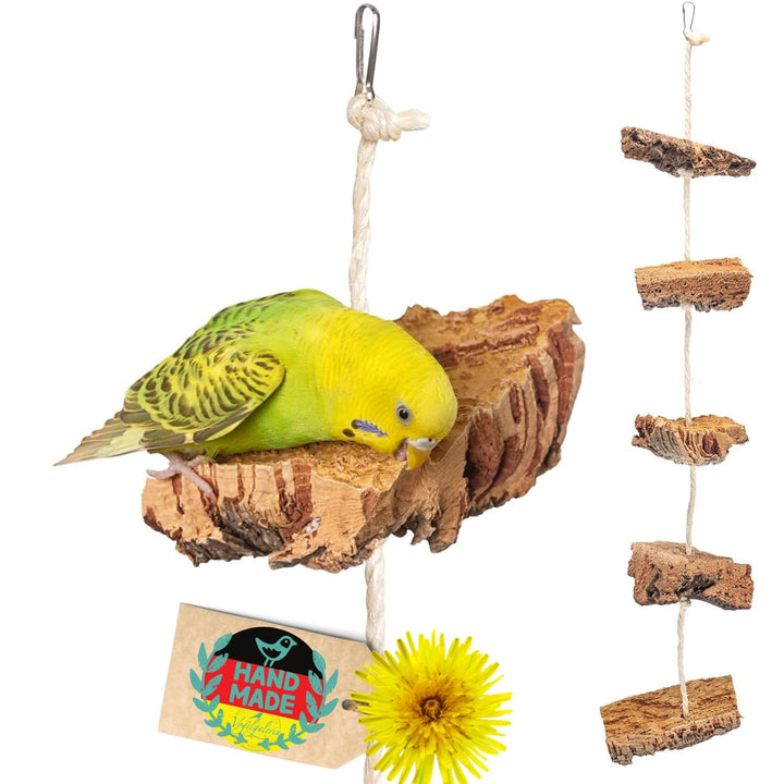 Vogelgaleria® Kork Knabberseil - das perfekte Wellensittich Spielzeug und Vogelzubehör zum Klettern