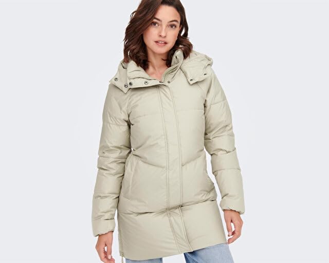 ONLY Damen Mantel ONLALICIA DOWN HOOD COAT OTW L crockery, L crockery