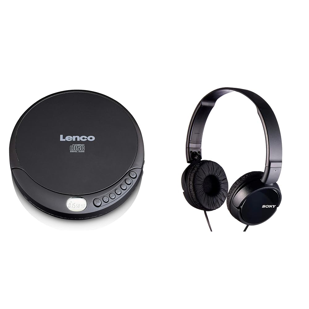 Lenco CD-010 - Tragbarer CD-Player Walkman - Diskman - CD Walkman - Mit Kopfhörern und Micro USB Lad