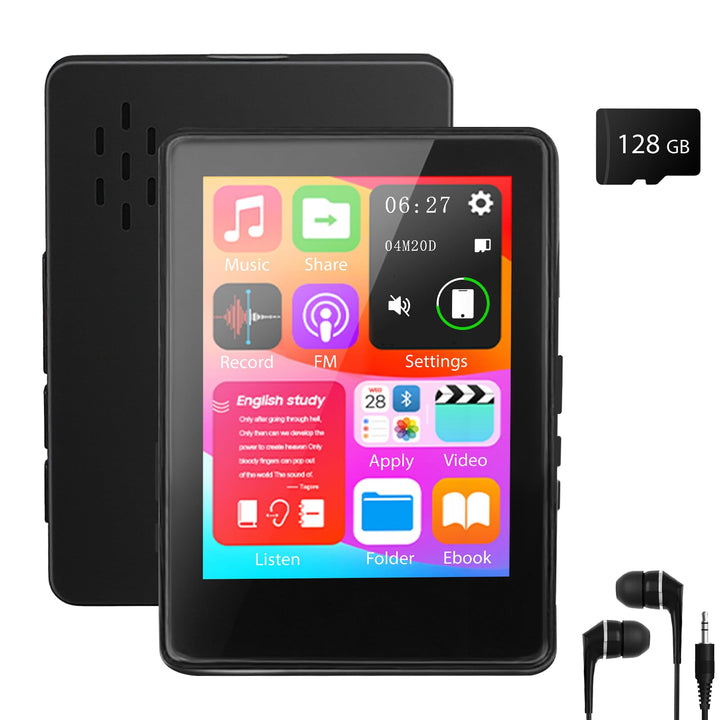 128GB MP3 Player mit Bluetooth, 2,4 Zoll Touchscreen, Digitaler Musik Player mit FM Radio, HiFi Audi
