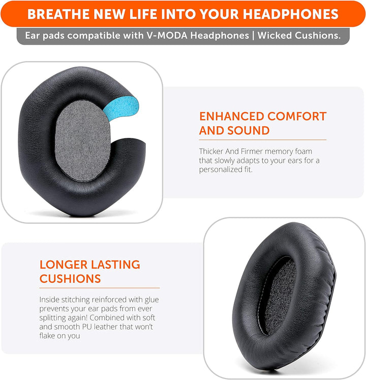 WC Wicked Cushions Ersatz-Ohrpolster für Beats Studio 2 & 3 (B0501, B0500) Wired & Wireless | Passt