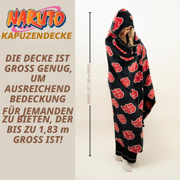 Franco Naruto Anime Akatsuki Cloud Bettwäsche, superweich und gemütlich, tragbar, Kapuze, 177,8 x 12