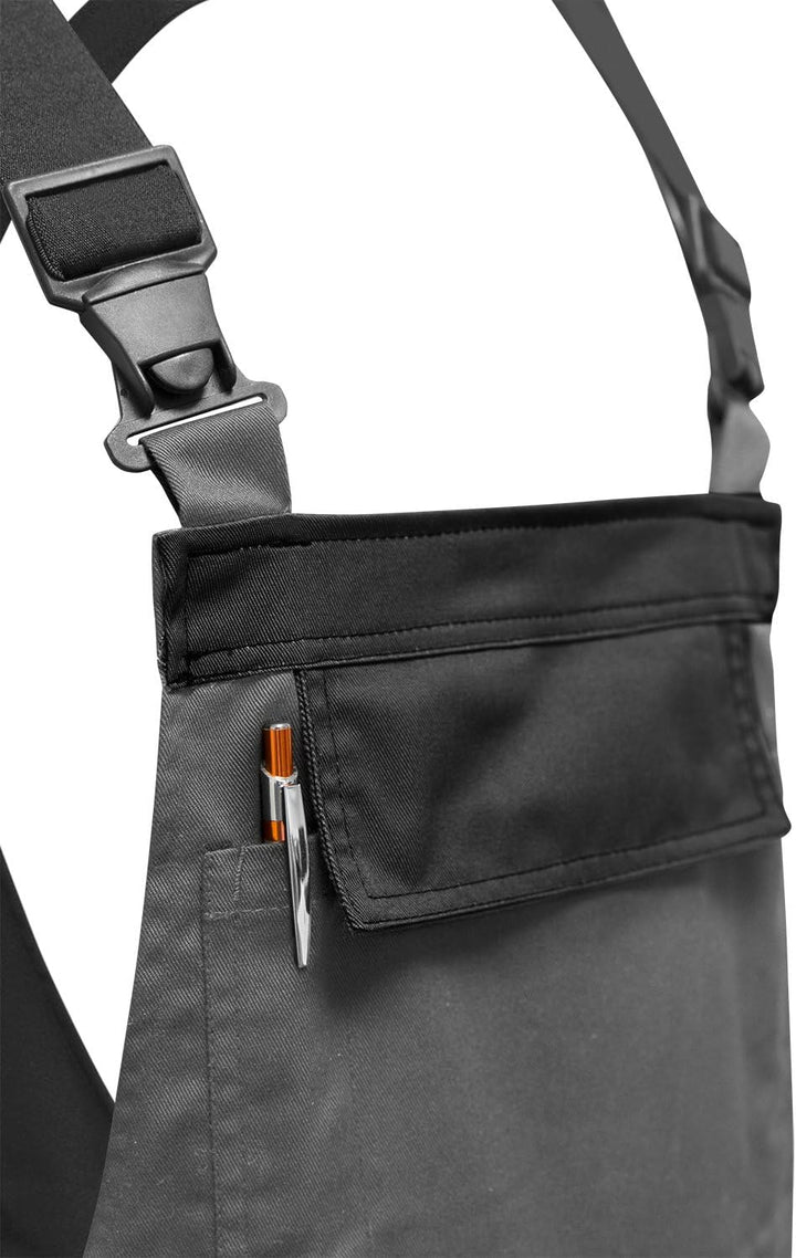 strongAnt Latzhose Herren Stretch Arbeitshose Arbeitslatzhose mit Kniepolstertaschen Schwarz Grau We