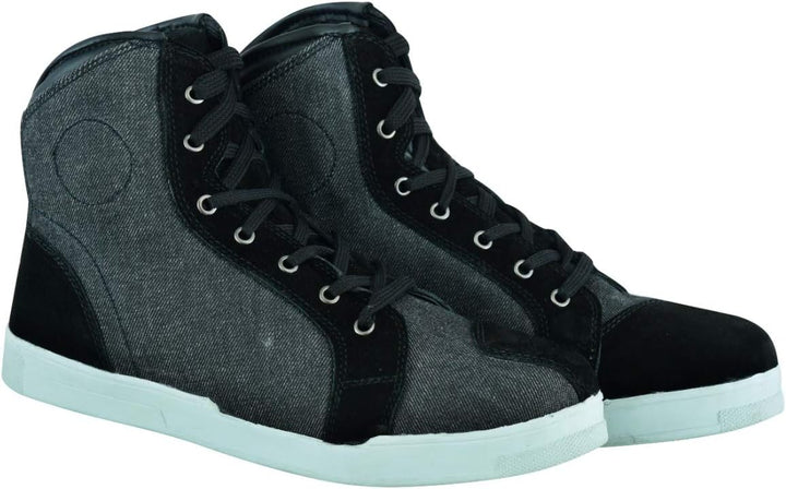 Jet Motorradschuhe Motorradstiefel Herren Beiläufig Protektoren Wasserdicht Denim Leder 43 EU Schwar