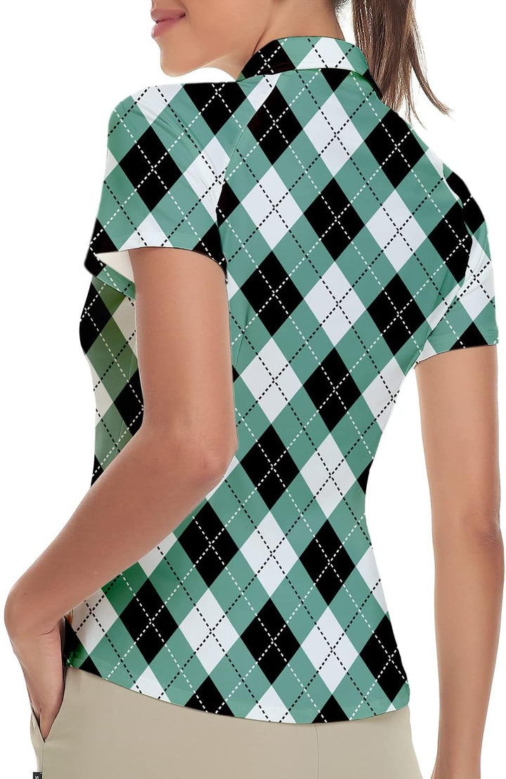 Soneven Poloshirt für Damen Kurzarm Sportshirt Damen mit 1/4 Reissverschluss Sport Tshirts Damen Sch