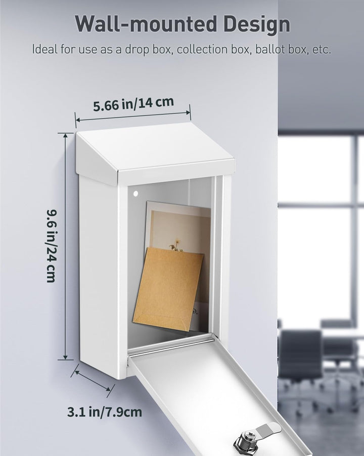 Uniclife Schlüsselkasten für den Aussenbereich, Spendenbox aus Metall in weiss mit Schlüsselschloss,