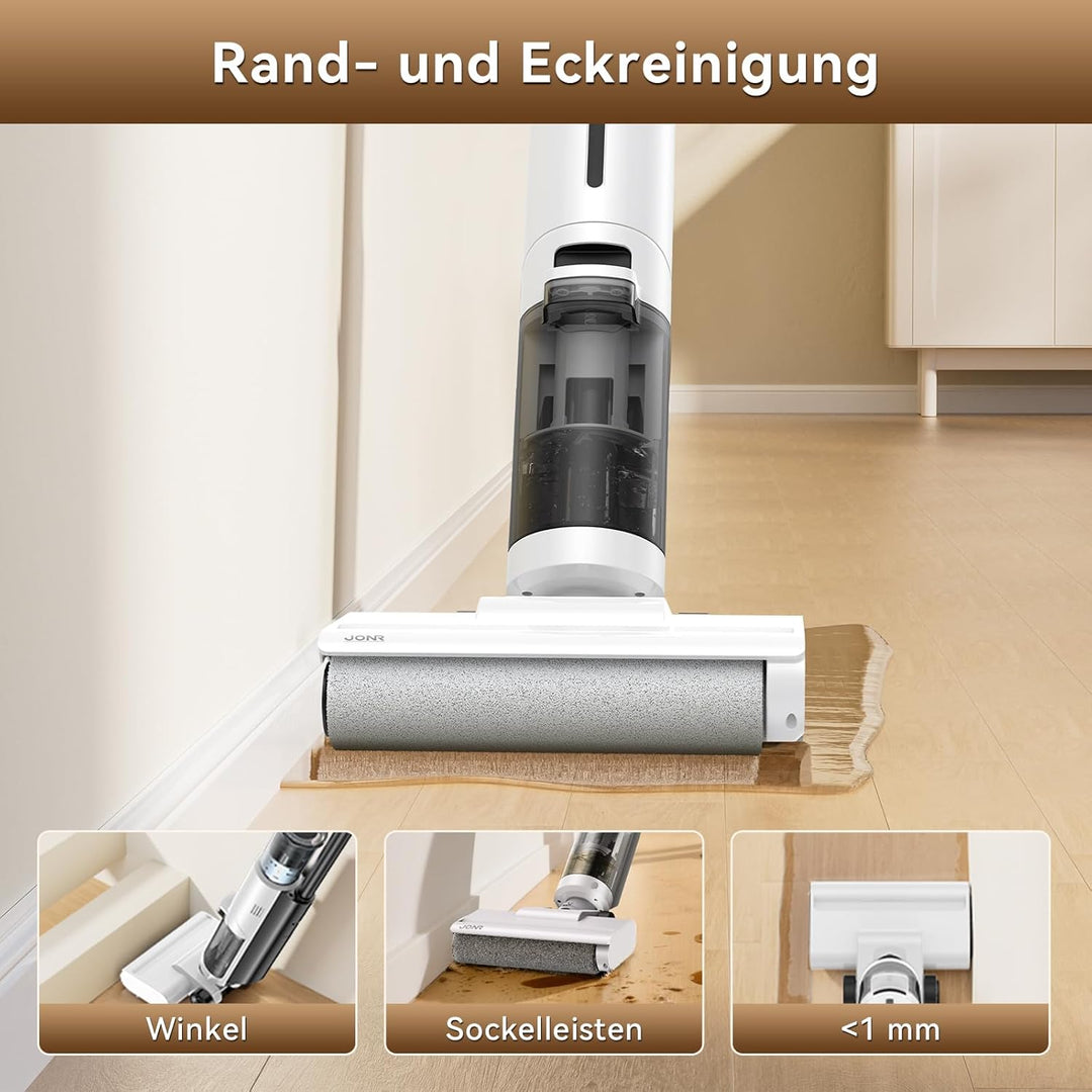 JONR ED12 Lite Nass-Trockensauger Kabellos mit Akku, Wischsauger mit Selbstreinigung, 3-in-1 Saug- u