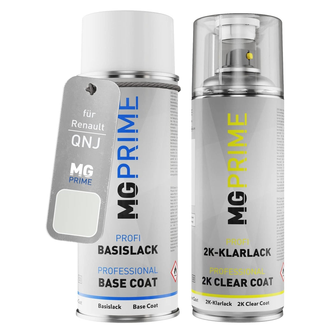 MG PRIME Autolack 2K Spraydosen Set für Renault QNJ Blanc Cristal/Pyrenees-Weiss Basislack 2 Kompone