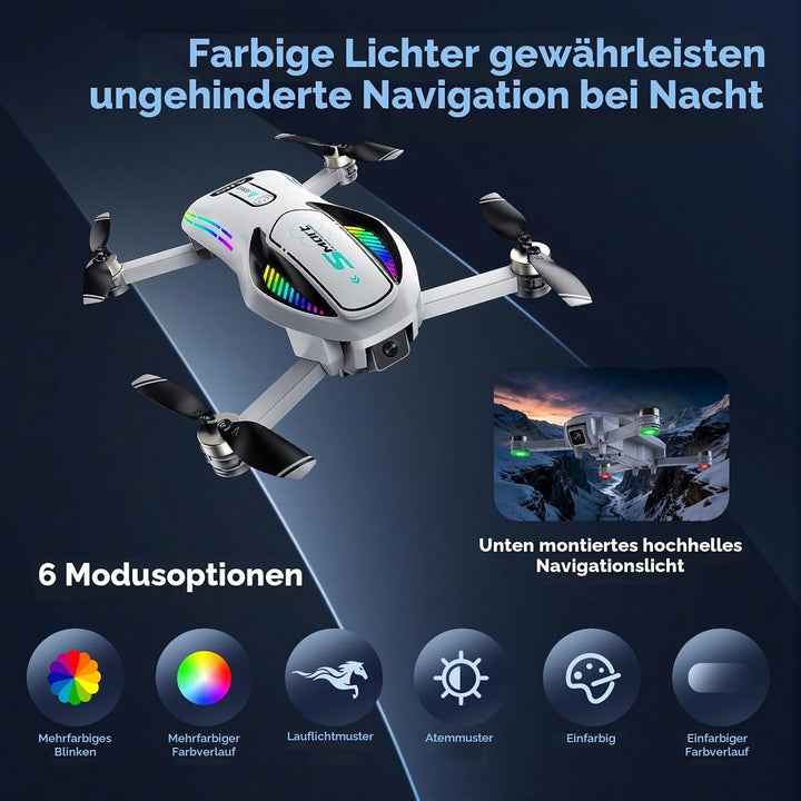 Gerbala Drohne, RC Drohne mit Doppelkameras 8K HD für Kinder, WiFi 30fps Quadcopter für Anfänger, mi