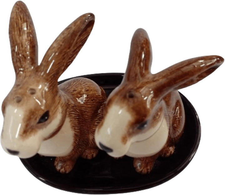Keramik Salz- und Pfefferstreuer Set, Tiermotiv, Fauna, ca. 13 x 9 cm (Hasen), Hasen