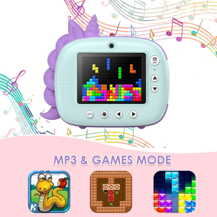 HiMont Kinderkamera Sofortbildkamera, Digitalkamera für Kinder mit Druckpapier & 32G TF Karte, Video