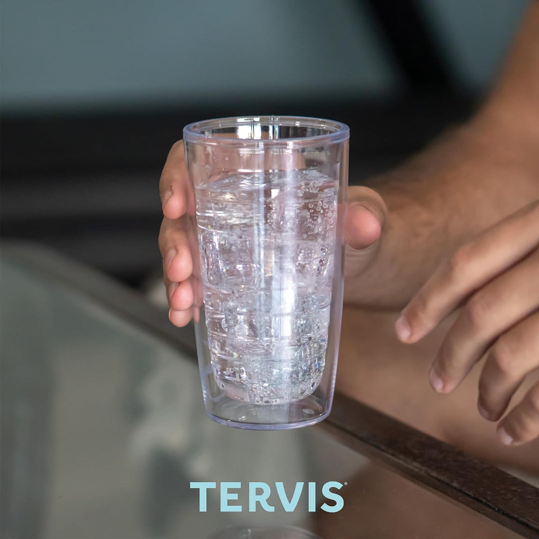 Tervis 1352668 NASA - Retro Badge Thermobecher mit Wickelverschluss und rotem Deckel, Titan, durchsi