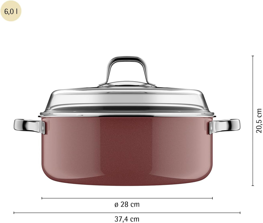WMF Fusiontec Mineral Pro, Schmortopf mit Deckel 28 cm, langlebiges, kratzfestes Material, Bräter mi