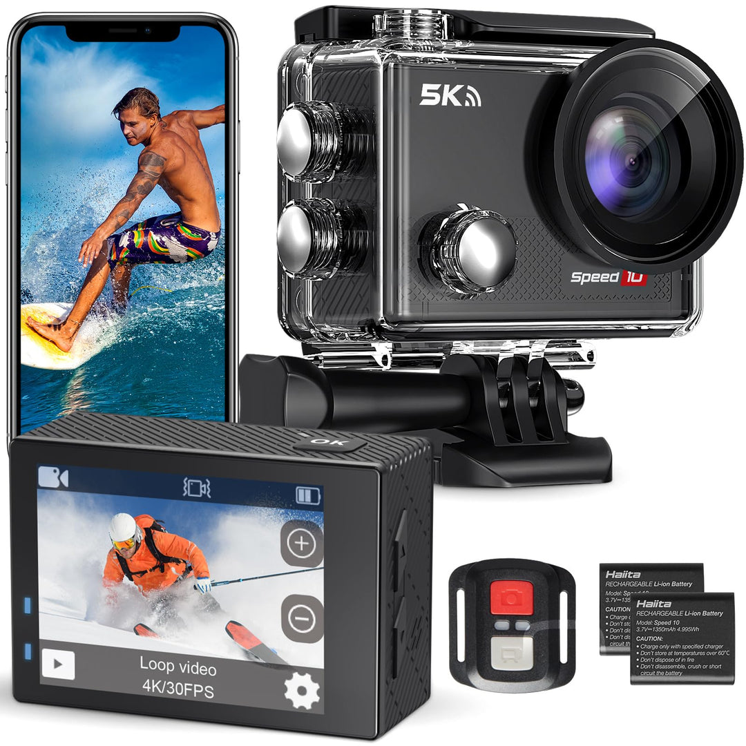 Speed 10 Action Cam, 5K30FPS 30MP Action Cam, 40 m wasserdichte Unterwasserkamera, WLAN, 170° Ultraw