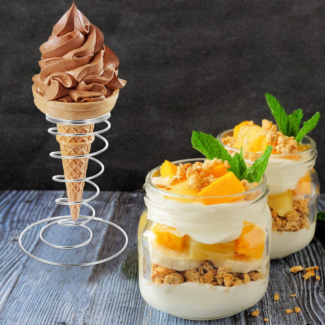 Edelstahl Eistütenhalter 4 Stück Eiscreme Präsentationsständer Kegelständer Für Küche Gastronomie Fo