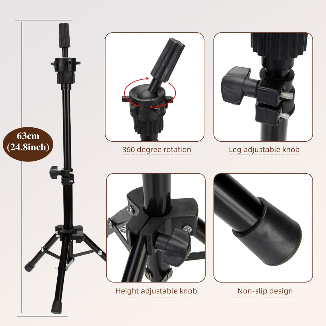 Frisierkopf mit Übungskopf Ständer 70% Echthaar Puppenkopf zum Frisieren Trainingsköpfe für Friseure