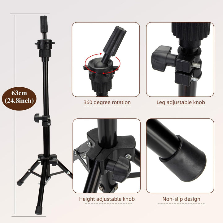 Frisierkopf mit Übungskopf Ständer 70% Echthaar Puppenkopf zum Frisieren Trainingsköpfe für Friseure