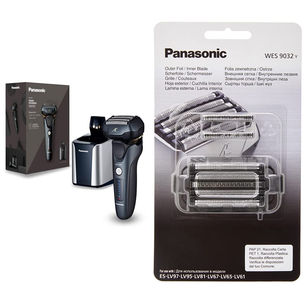 Panasonic ES-LV97-K803 Nass/Trocken-Rasierer, 5-fach-Scherkopf mit Linearmotor, inklusiv Reinigungs-