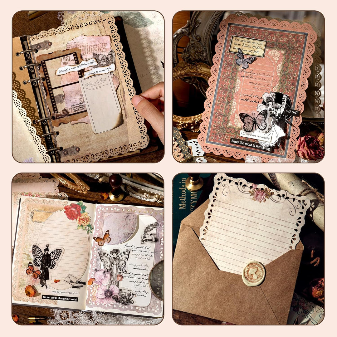 60 Stück Spitze Vintage scrapbooking papier Set, für Brief Schreiben, Scrapbook Papier, Junk Journal