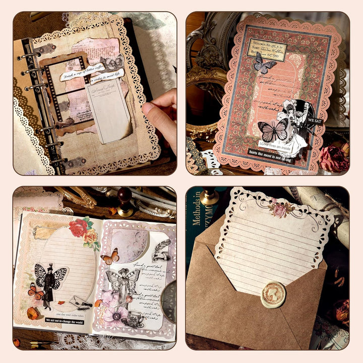 60 Stück Spitze Vintage scrapbooking papier Set, für Brief Schreiben, Scrapbook Papier, Junk Journal
