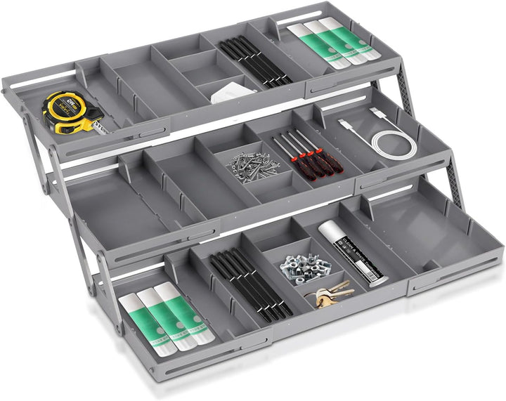 Schubladen Organizer, 3 Tier Ausziehbare Schublade Organizer Faltbar Schubladenorganisator für Schre