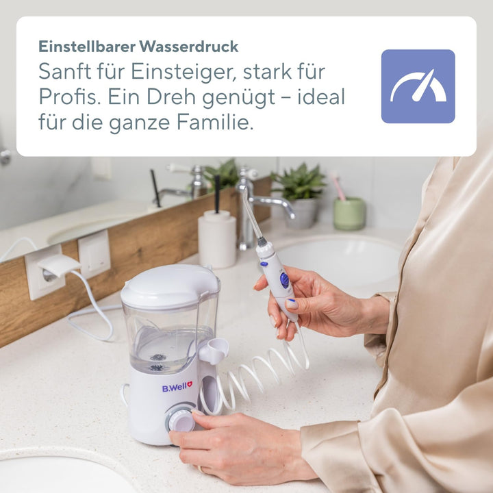 B.Well Swiss PRO-922 Stationäre Munddusche, Standgerät mit 10 Bedienmodi, 7 Düsen mit 360°-Rotation,