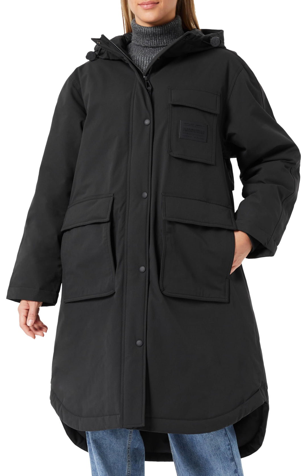 Replay Damen Mantel Regenjacke, Black 098